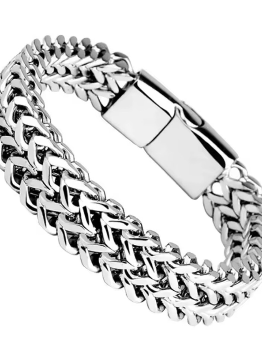 Men's Unisex Silver Braided Stainless Steel Bracelet B04-01